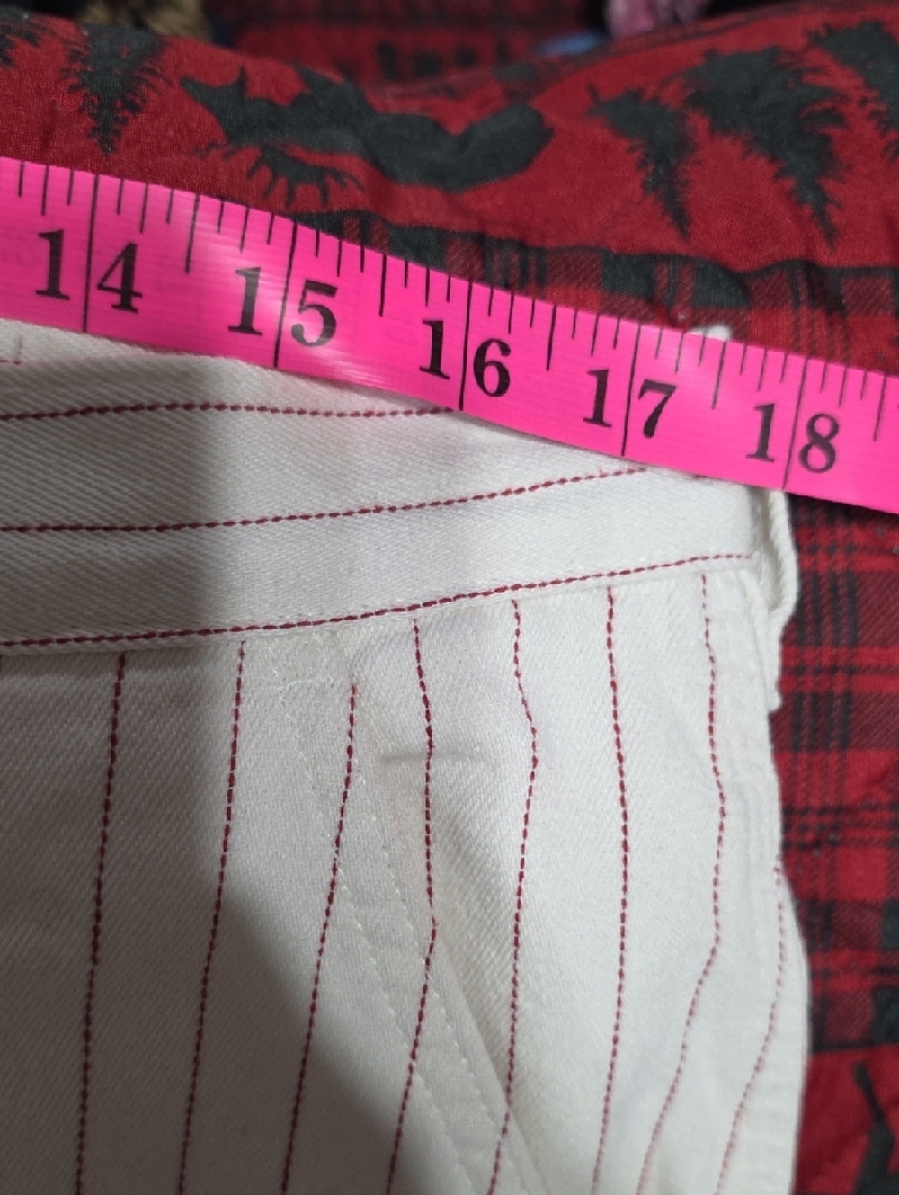 Dickies Men's Cotton Canva Carpenter Pants Cream Red Stitchlike Stripes Sz 34x32 - Picture 11 of 12